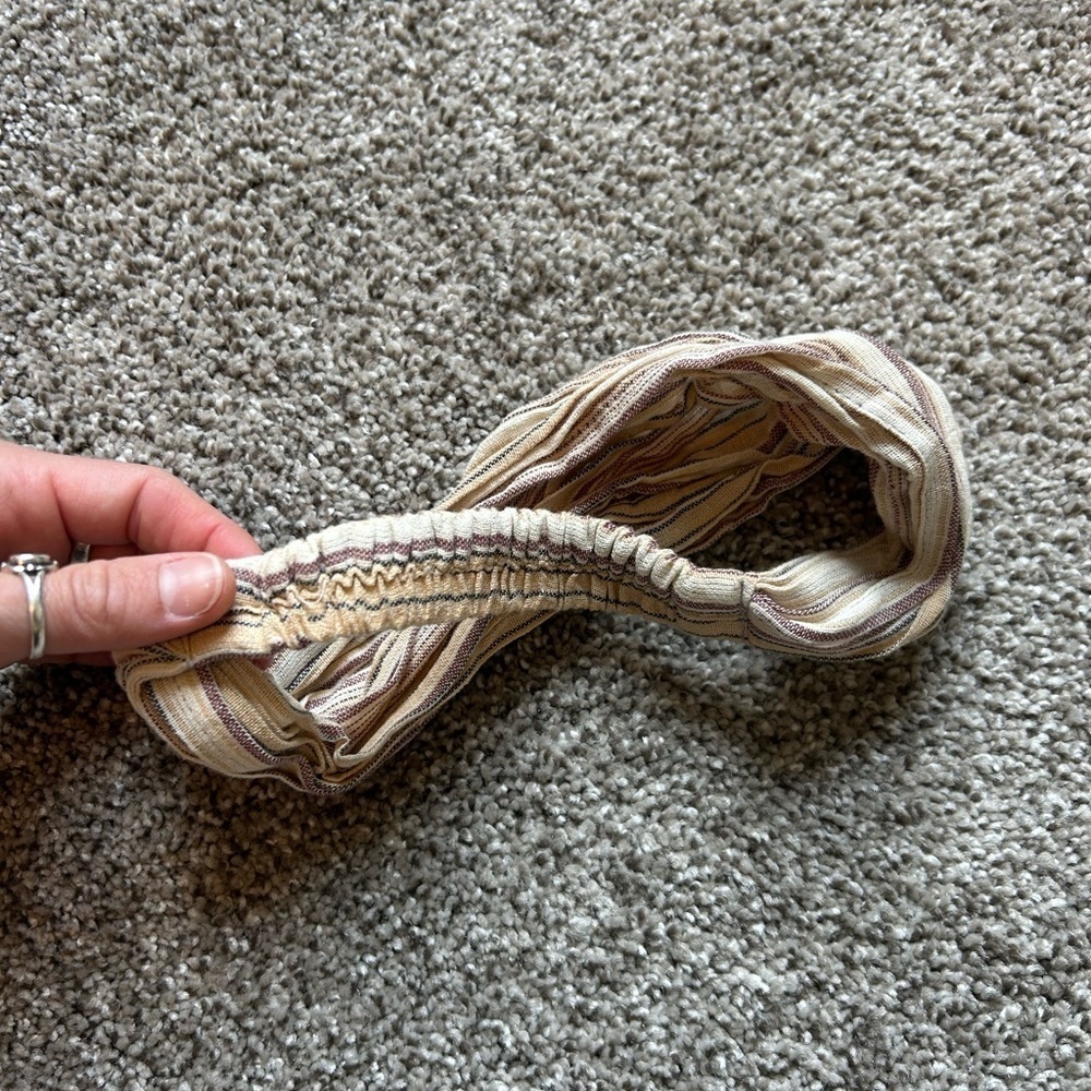 COPY - Striped Cream and Brown boho handmade Headband - Picture 2 of 3